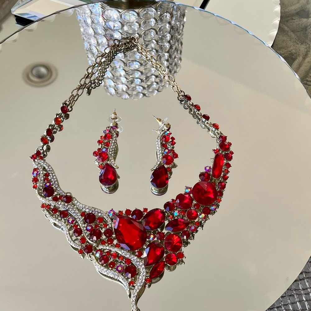 Fab Retro “Ruby”And Rhinestones Adjustable Statem… - image 3